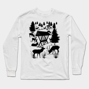wild deer, roe deer, trees, antler, animal, forest Long Sleeve T-Shirt
